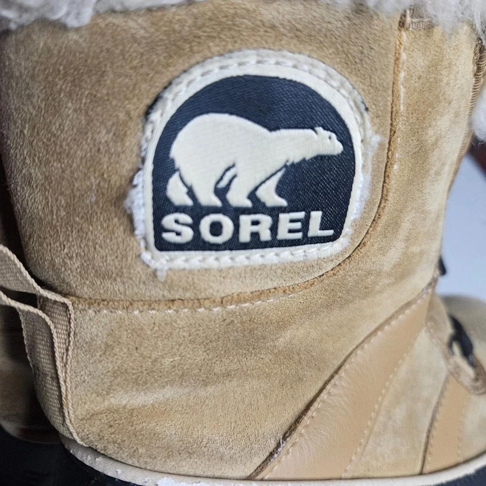 Sorel Tivoli II Tan Black Faux Fur Waterproof Winter Boots NL2089-373 Womens 9